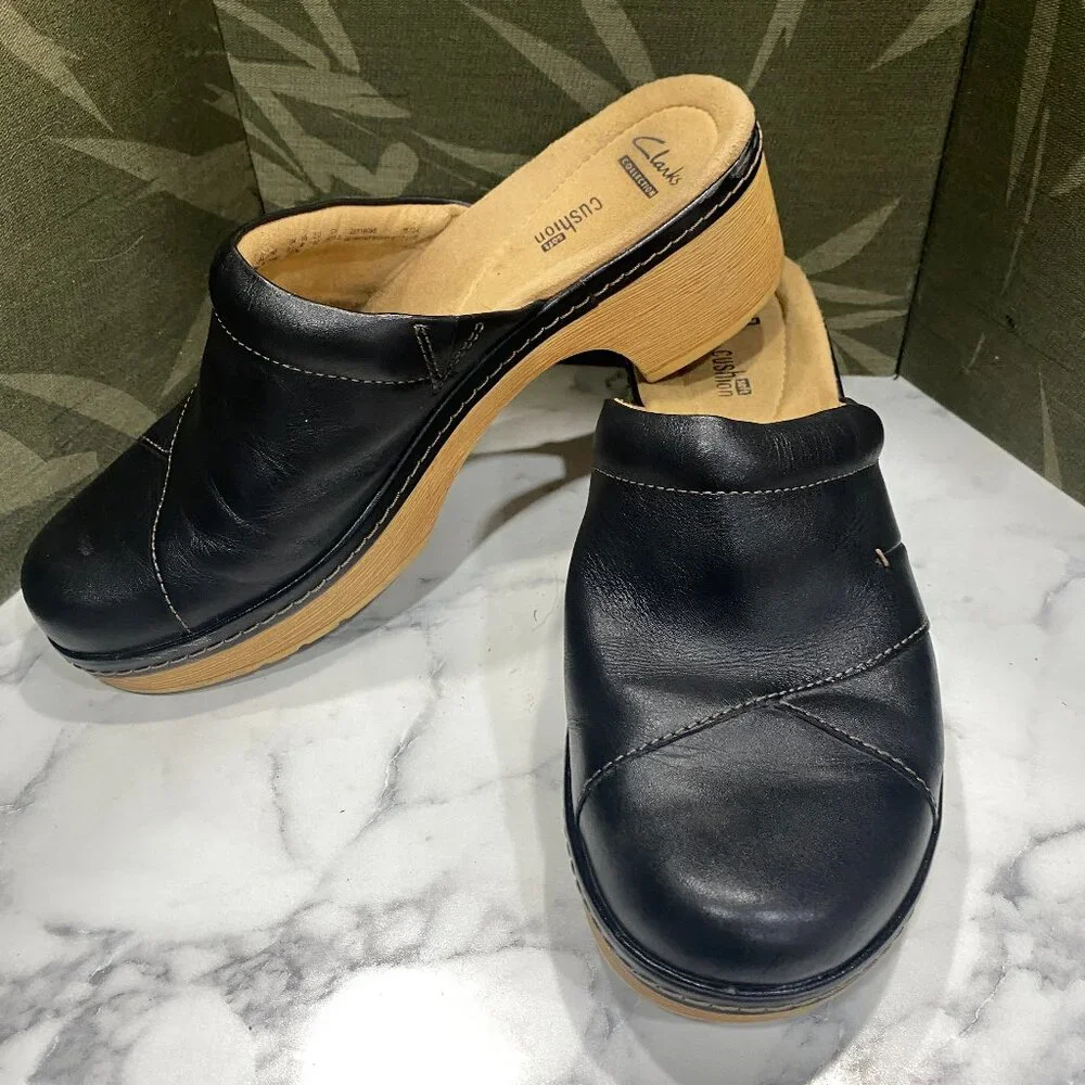 GUC Clarks Black Clogs sz 9 - Picture 2 of 12